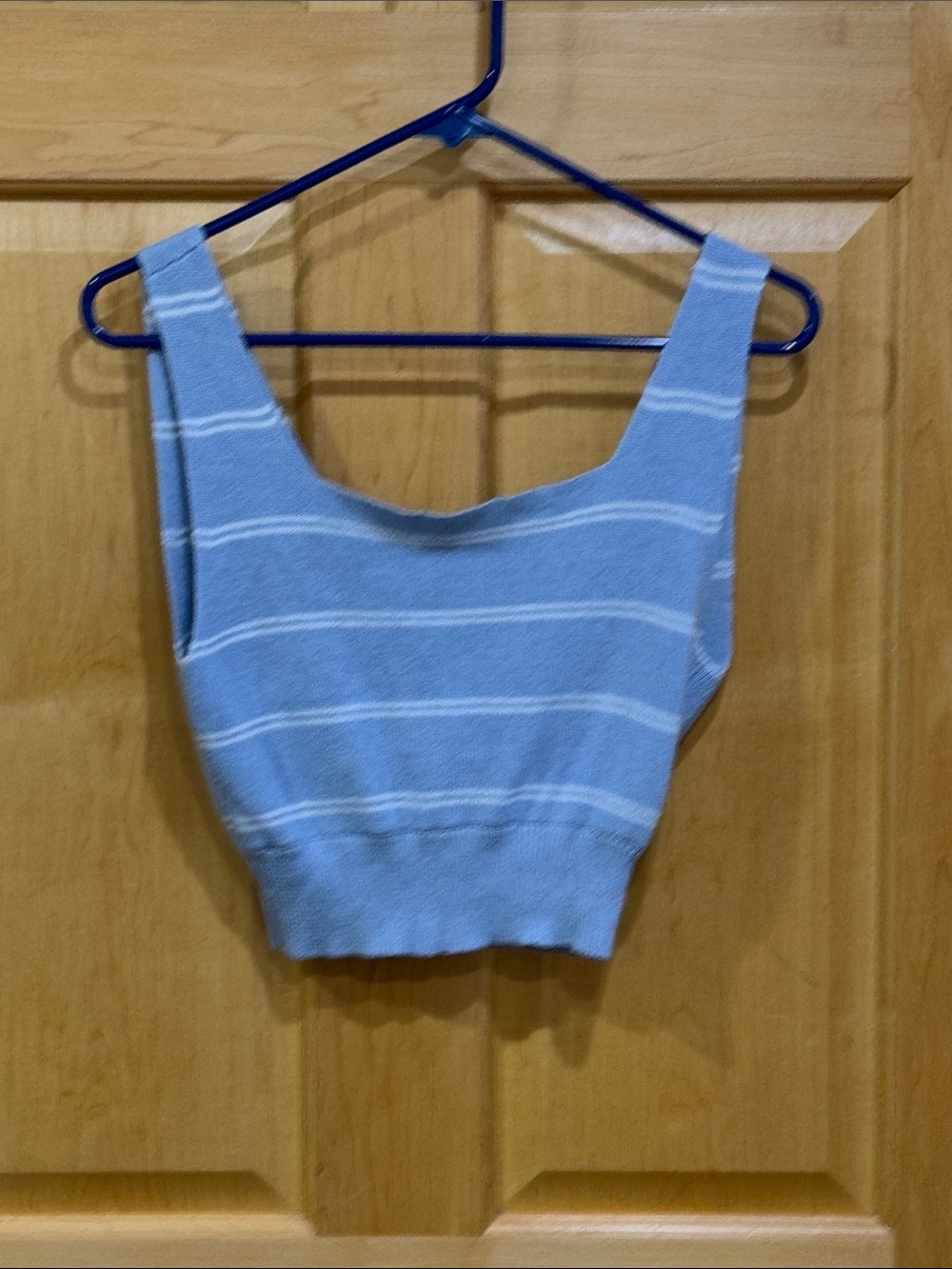 Thread & Supply Light Blue Striped Knit Crop Tank size S